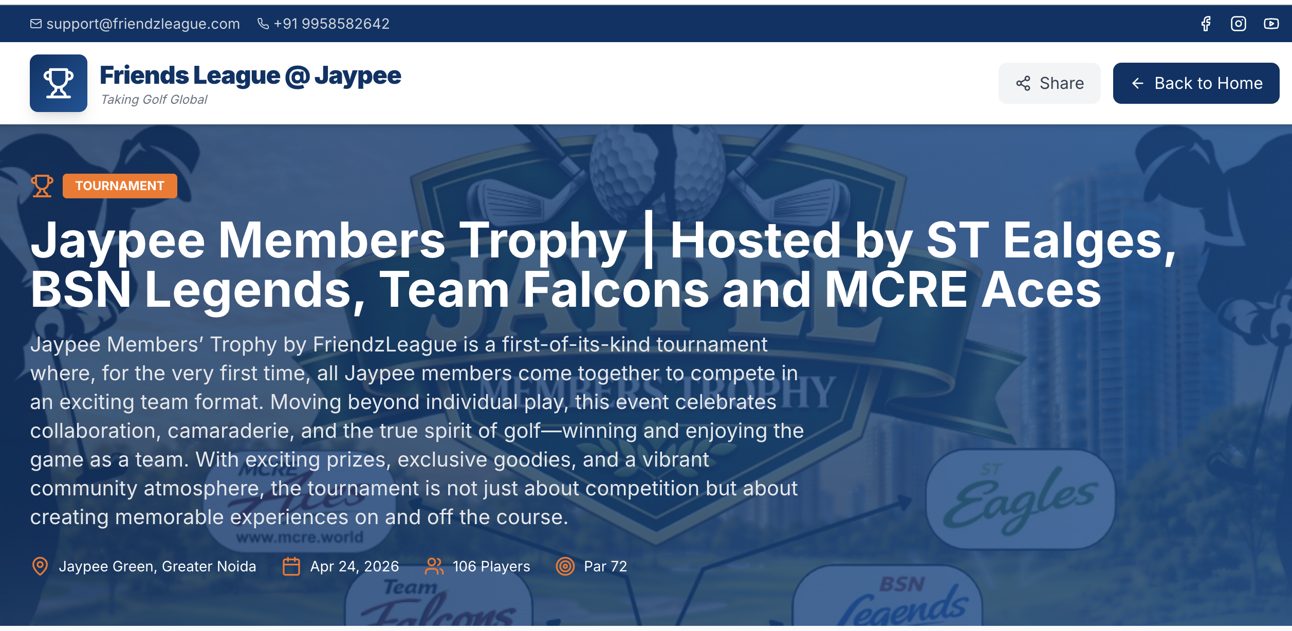 Jaypee Members Trophy by Friendzleague #friendzleague #jaypeegreens #zafariqbal